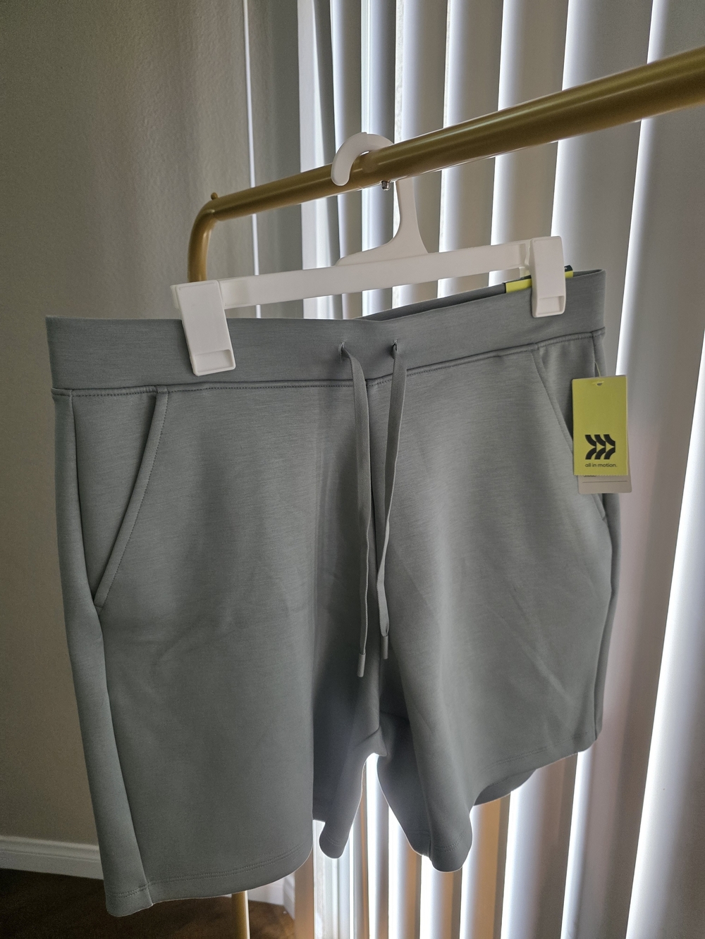 all in motion Men's Light Gray Athletic Drawstring Shorts